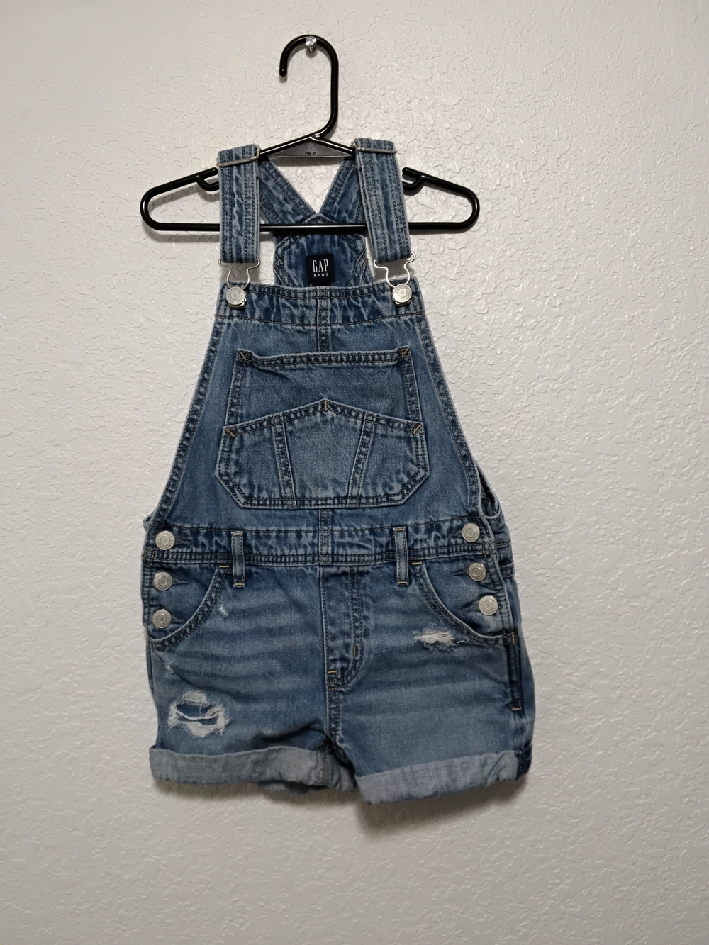 GAP Girls' Denim Short Overalls - Light Blue Size Small